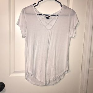 White scone neck shirt